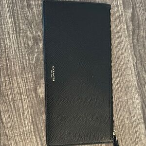 Coach Black Zip-Around Leather Clutch